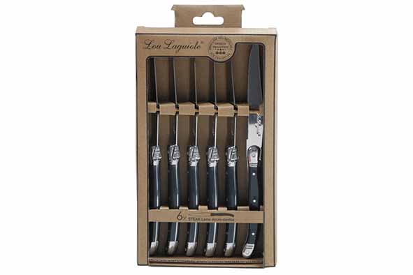 Rustic steakmes grijs set van 6 14 x 3 x 24 cm