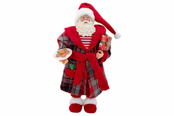 KERSTMAN PAJAMAS AND COOKIES ROOD 22X15XH45CM TEXTIEL
