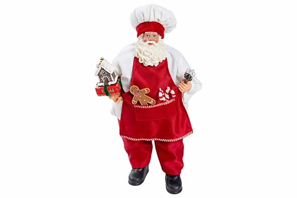 Père Noël chef rouge 23 x 15 x 46 cm textile