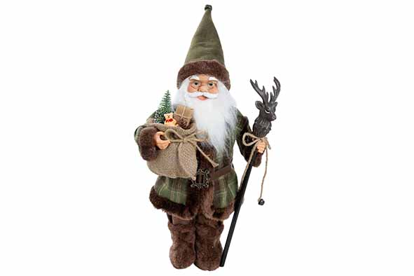 Kerstman staand groen bruin, 25 x 15 x 46 cm