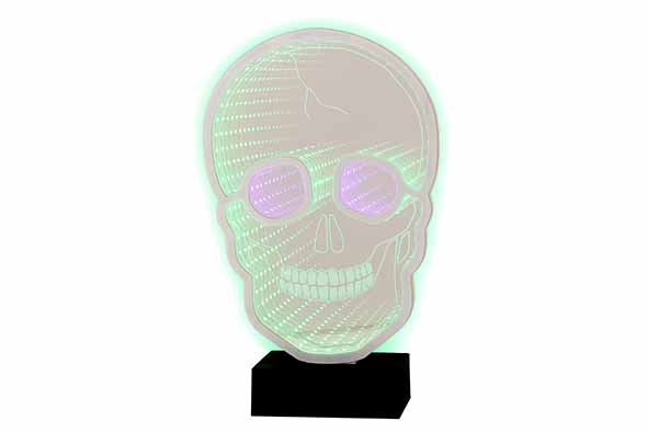 LED-Leuchte Skull, grün, Acryl, 17 x 6 x 28 cm, exkl. 2 AA-Batterien