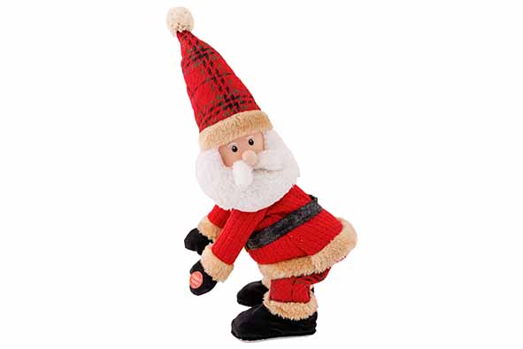 Weihnachtsmann singend und drehend rot 19 x 15 x 38 cm Kunststoff