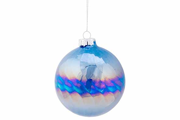 Kerstbal Spiral Pearl blauw 10 x 10 x 10 cm glas