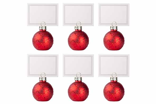 Set of 6 card clips red 4 x 4 x 4 cm glass