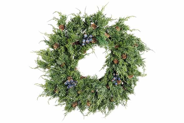Couronne Blue Berries verte D66cm plastique