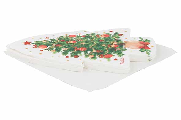 Papieren servetten kerstboom, rood/groen, 3-laags, 33 x 33 cm, set van 16