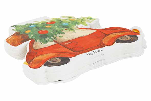 Set van 16 servetten met kerstboommotief, 3-laags, rood en groen, 33 x 33 cm, papier