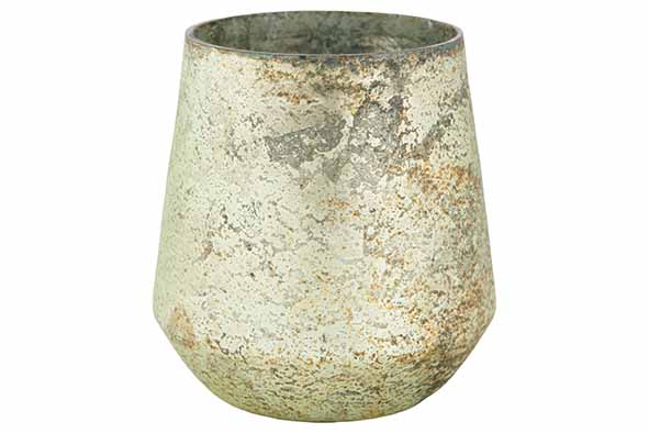 Theelichthouder Antique Matt Groen, glas, 11 x 11 x 11 cm