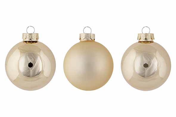 Set van 24 opaal champagne glazen kerstballen, Ø 6 cm