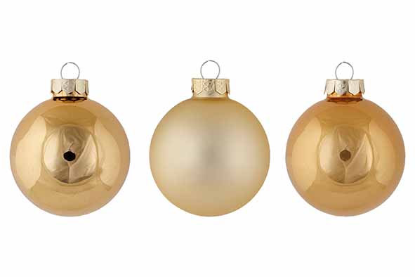 Set van 24 opaal gouden glazen kerstballen, Ø 6 cm
