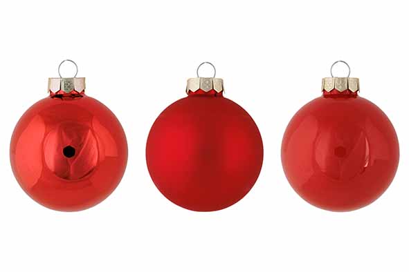 Weihnachtskugel-Set 24, Opal Rot, Glas, Ø 6 cm