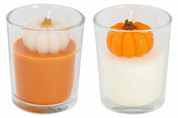 Kerzen-Set 12, Pumpkin 2-ass, Weiß/Orange, Glas, 5,5 x 5,5 x H6,5 cm, 12 h
