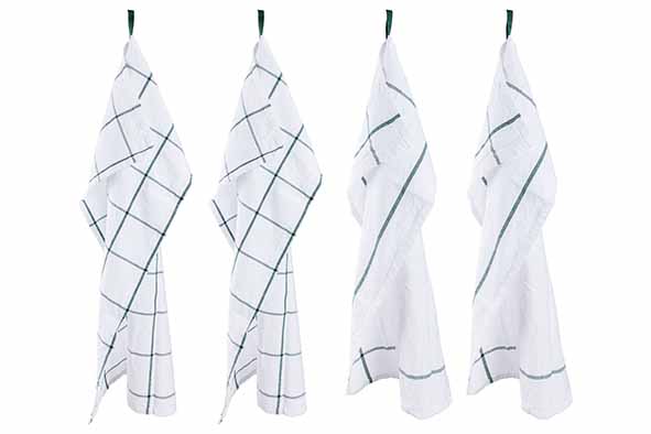 Koton set van 4 keukenhanddoeken wit/groen 50 x 70 cm