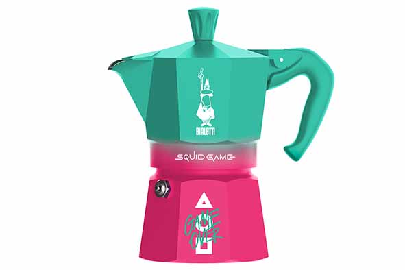 Squid Game moka express koffiemaker, aluminium, 3 kopjes, 14 x 10 x 17 cm