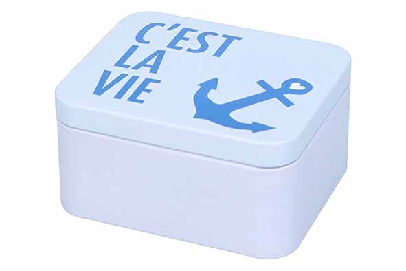 Colour Kitchen geschenkdoos tinnen grijsblauw 12 x 10 x 6 cm