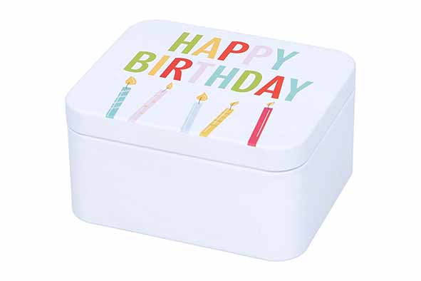 Colour Kitchen geschenkdoos wit happy birthday 12,5 x 10,5 x 6 cm
