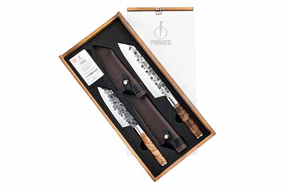 Vg10 Bunka messenset met lederen hoezen set van 4