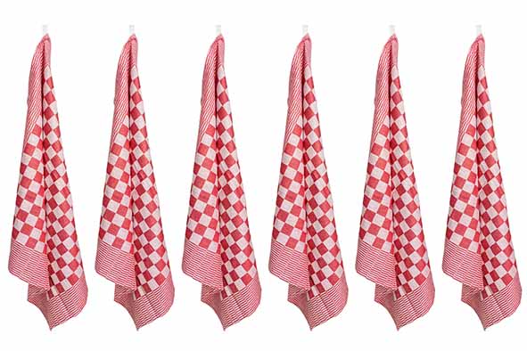 Carré Kuchenhandtuch rot 6er-Set, 65 x 65 cm, Baumwolle
