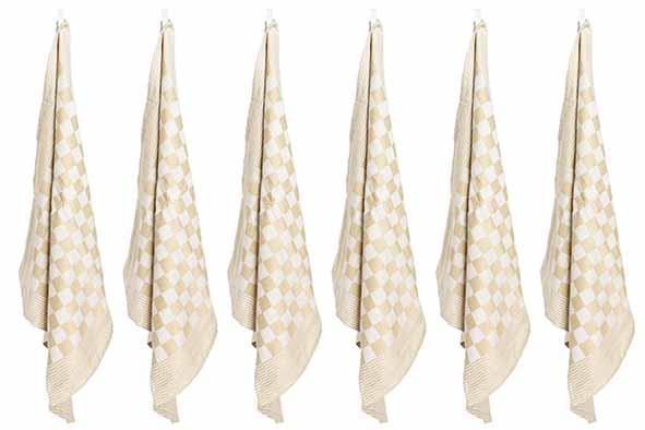 Carré-Küchenhandtuch beige 6er-Set 65 x 65 cm Baumwolle