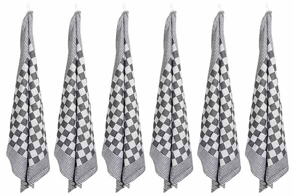 Carré Kuchenhandtuch schwarz 6er-Set, 65 x 65 cm, Baumwolle