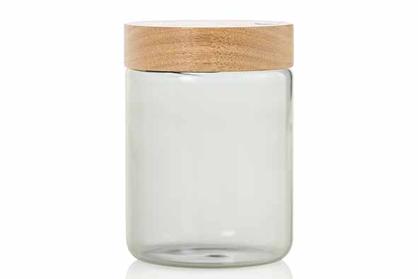 Purejar voorraadpot 0,8 l grijs borosilicaatglas acacia Ø 10 x H 14 cm