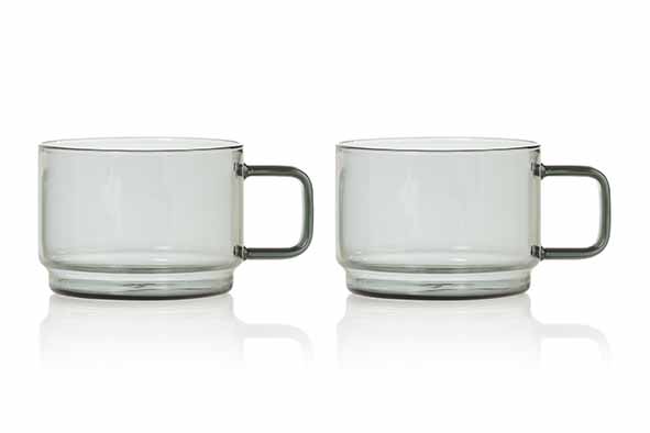 Impact coffee cup set of 2 30 cl grey borosilicate glass Ø 6.5 x H 6.5 cm