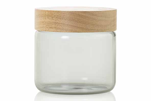 Purejar voorraadpot 50 cl grijs borosilicaatglas acacia Ø 10 x H 10 cm