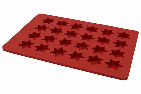 Tapis de cuisson Christmas Cinnamon Star pour 24 étoiles 21,5 x 31,5 cm silicone rouge