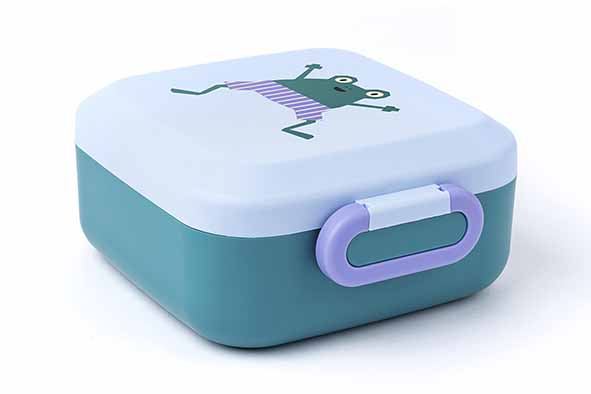 Rikko Lunchbox Kinder Frosch mit Teiler und 2 Snackboxen, Polypropylen