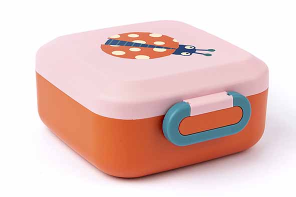 Bento lunchbox kids Rikko lieveheersbeestje met divider, 2 snackboxen, sticker