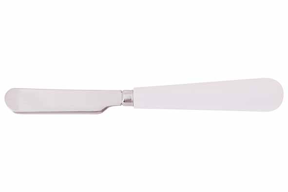 Botermes wit 16,5 cm set van 6 roestvrij staal 18-8 handvat ABS