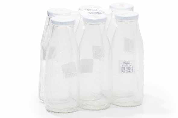 Fles 0,5 l met deksel Ø 48 mm set van 6 Ø 7 x 19 cm