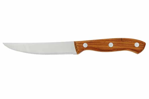 Bistro steakmes set van 4 essenhouten handvat