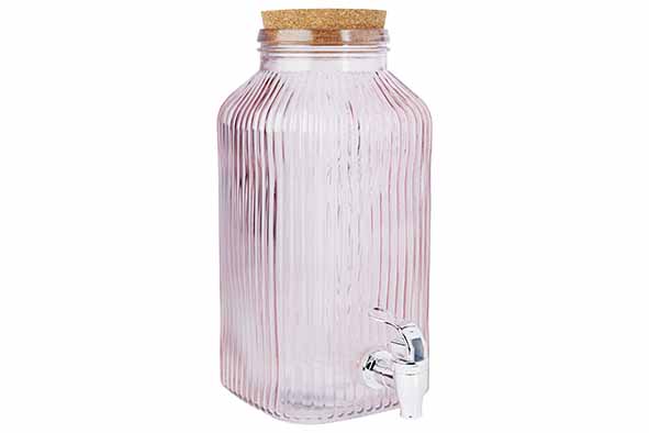 Raya sapdispenser 3,35 l, roze, glas, 19,5 x 14 x 28,5 cm