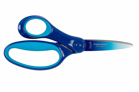 Kinderschere groß 15 cm, Linkshänder, Ombre-Blau