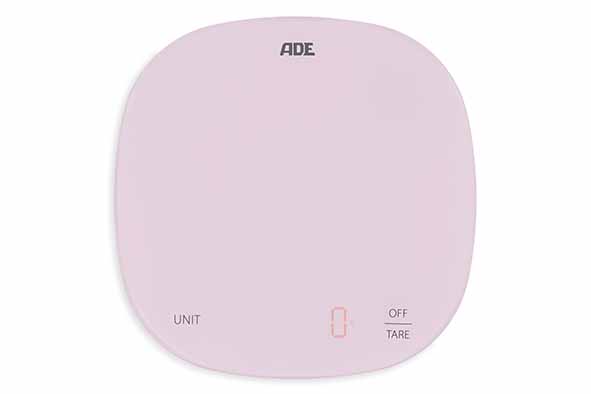 Digitale keukenweegschaal pastel pink 18 x 18 cm, tot 10 kg