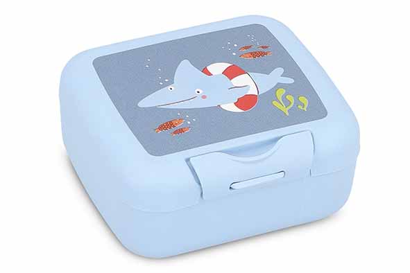 Amuse snackbox Sharky Shenanigans, 9,5 x 9 x 4 cm, kunststof, blauw