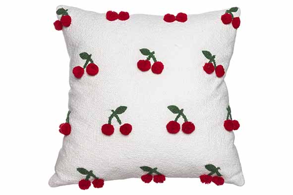 Kissen cherries weiss 45 x 45 x H 10 cm quadrat Baumwolle