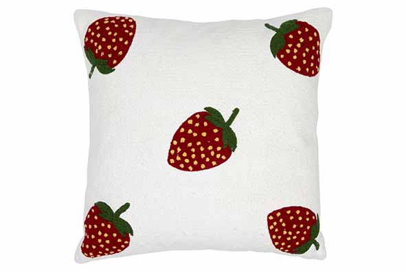 Kissen Strawberries weiß 45 x 45 x 10 cm, Baumwolle