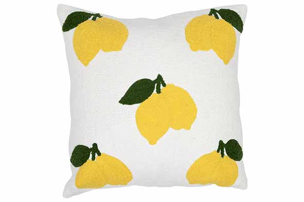 Kissen Lemons weiß 45 x 45 x 10 cm, Baumwolle