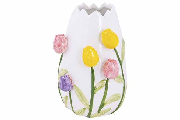 Vase Tulips weiß 12 x 12 x 17 cm Porzellan