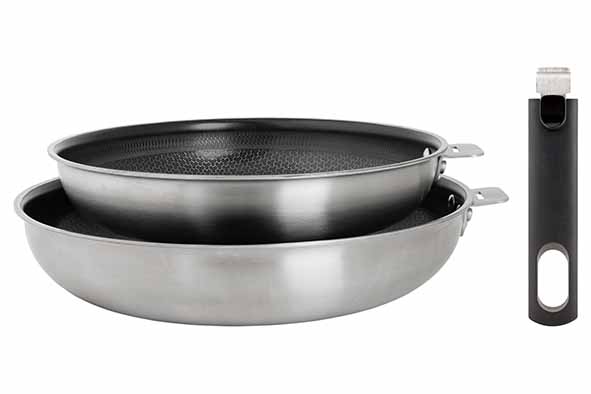 Click! 3ply braadpan set van 2 incl.1 handvat Ø 24-28 cm - non-stick