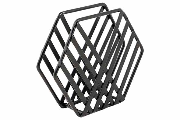 Porte-serviette métallique noir hexagone 12,5 x 4 x H 11 cm