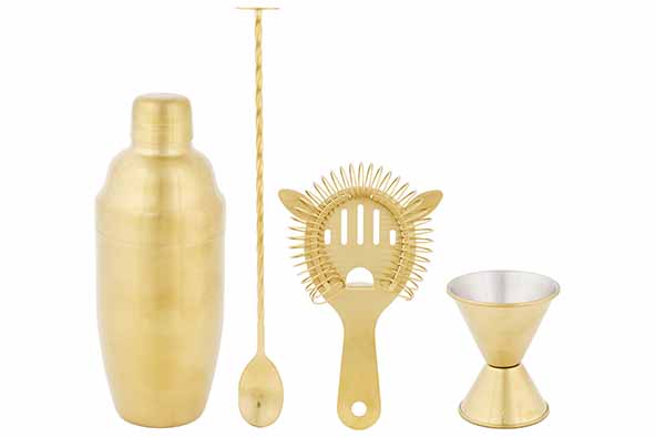 Cocktail set of 4 PVD gold 10.5 x 10.5 x 27.5 cm