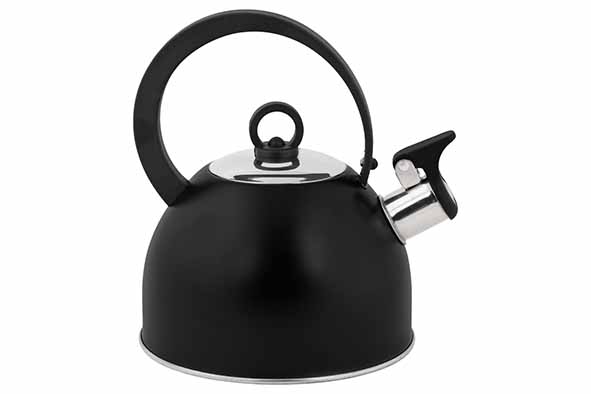 Fluitketel zwart, 1,7 l, Ø 18 cm, roestvrij staal
