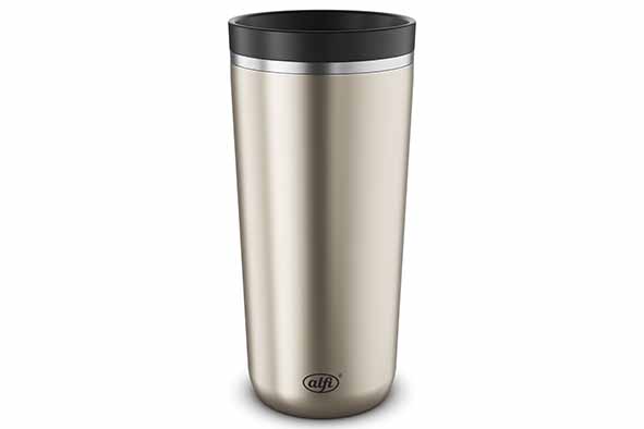 Iso Coffee Mug Pro koffiemok 380 ml champagne mat Ø 8 x 17,2 cm, roestvrijstalen inzetstuk