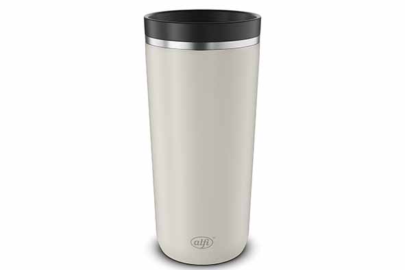 Iso Coffee Mug Pro koffiemok 380 ml linnenbeige mat Ø 8 x 17,2 cm, RVS inzet