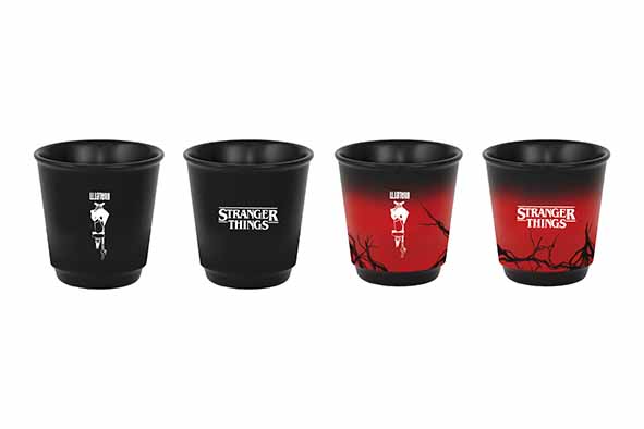 Stranger Things kopje 90 ml set van 4, thermochroom zwart-rood