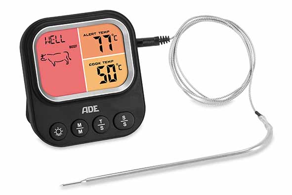 Thermomètre à viande numérique, acier inoxydable et synthétique, argent et noir