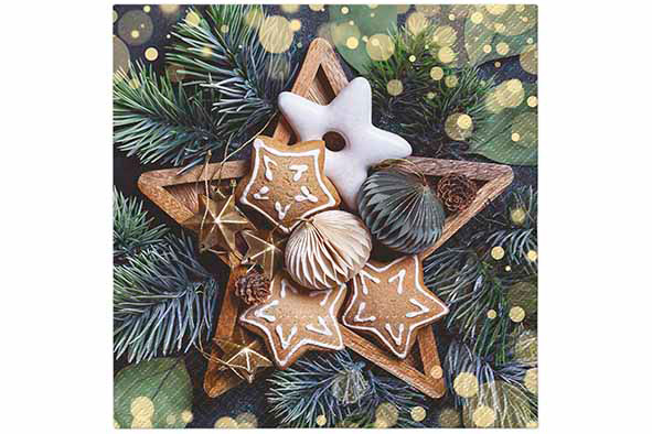 Gingerbread Stars servet 33 x 33 cm set van 20
